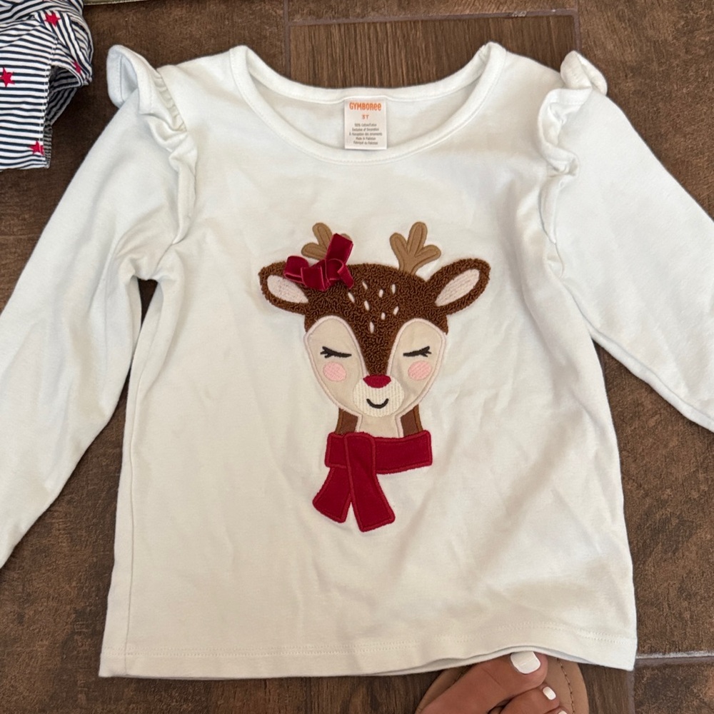 Gymboree Cream Long Sleeve with Reindeer Design